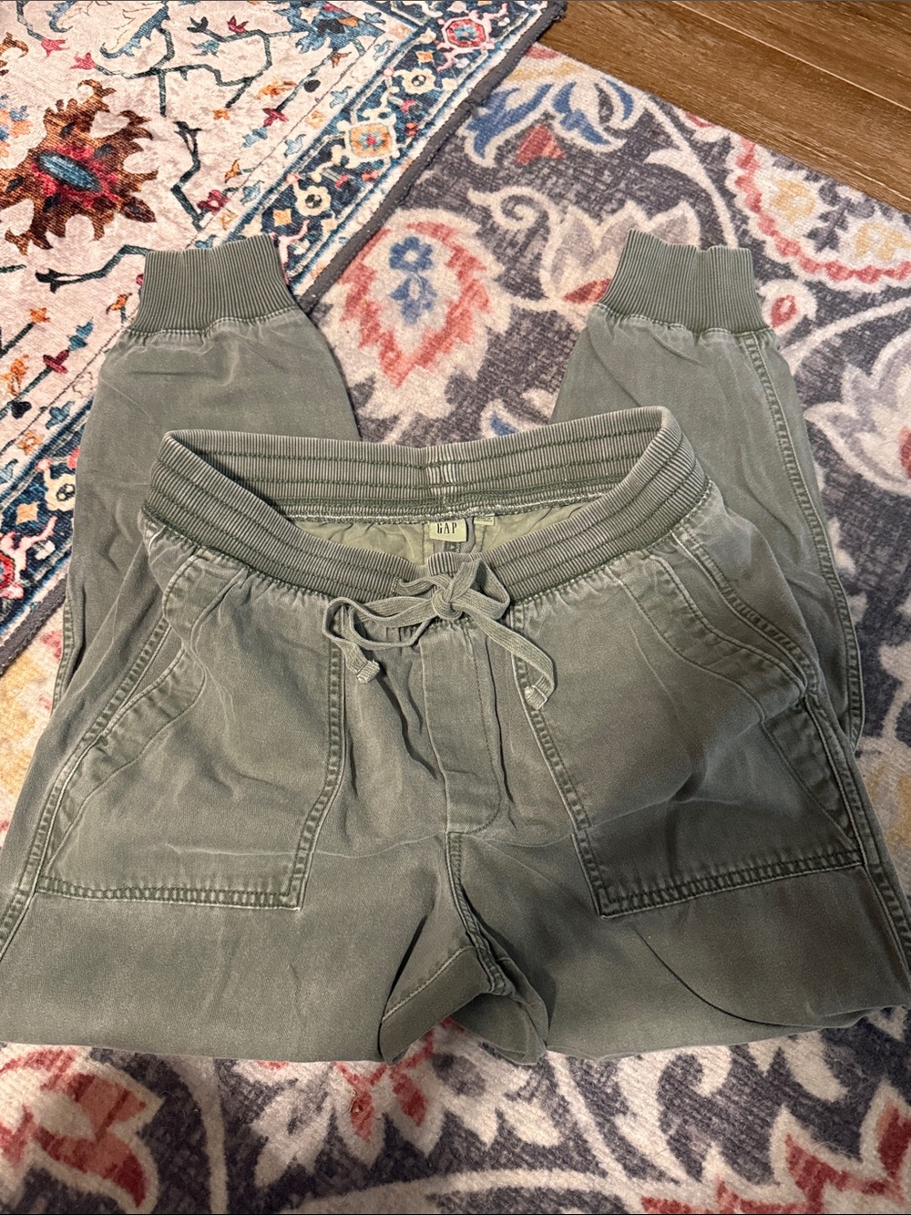 GAP Olive Drawstring Ribbed Cuff Joggers